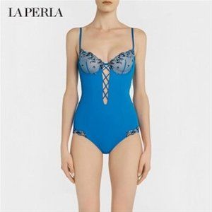 La Perla Opal Blue Bloom Lingerie Set (4 Pieces)
